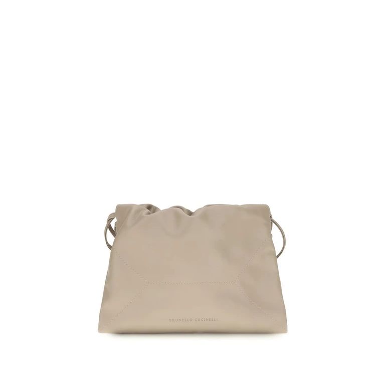 Brunello Cucinelli Beige Calf Leather Bos Taurus Shoulder Bag - Women