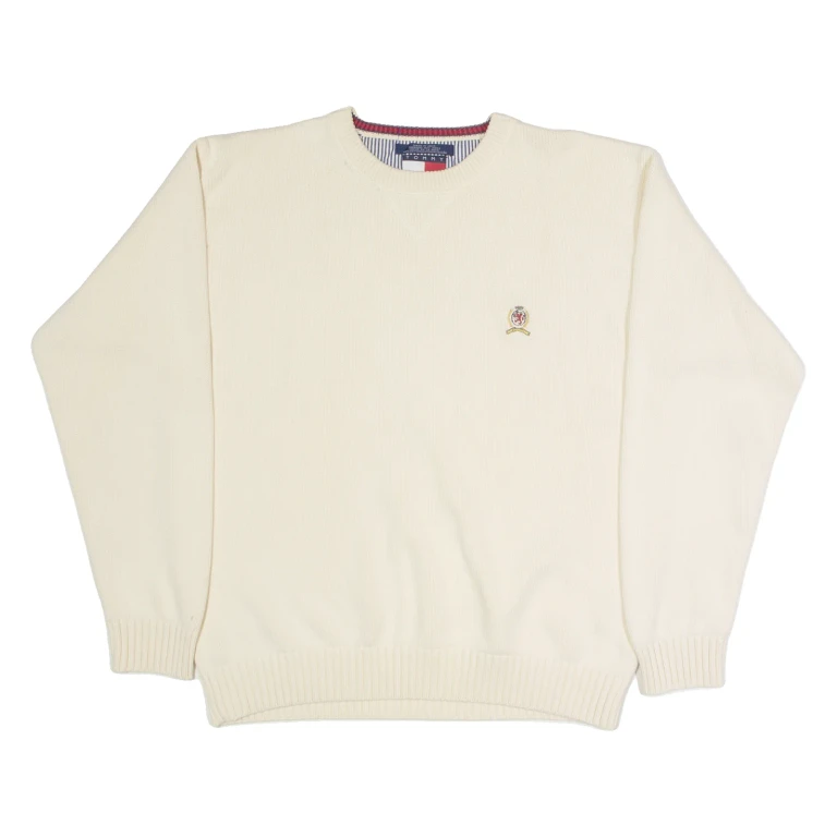 TOMMY HILFIGER Mens Jumper Cream Tight Knit XL