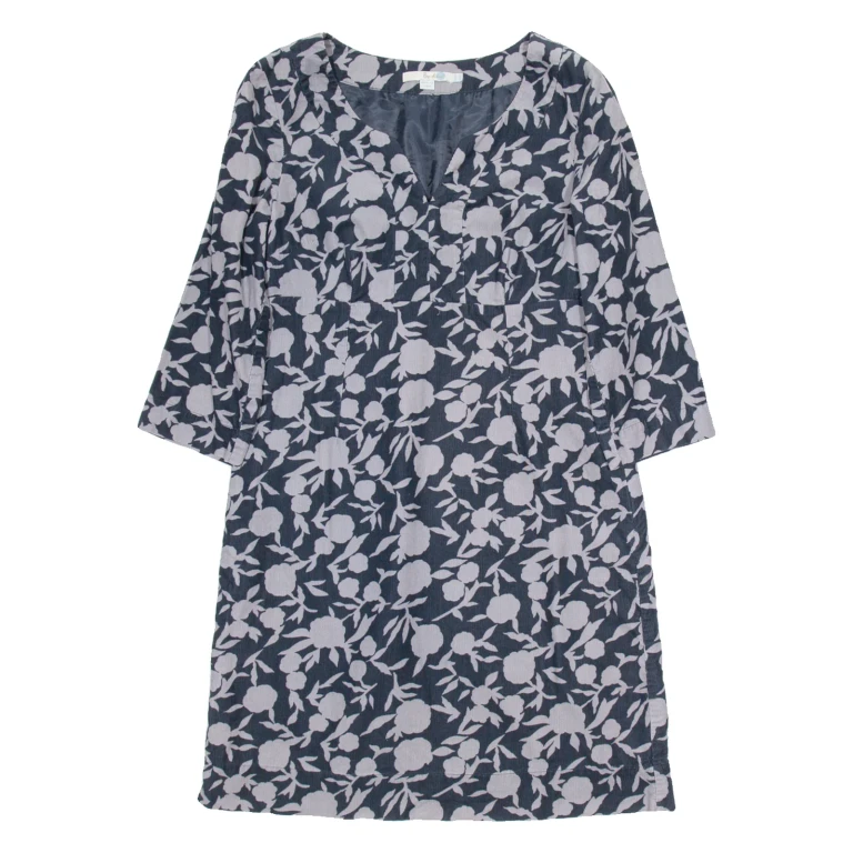 BODEN Womens A-Line Dress Blue Floral Long Sleeve Knee Length UK 10
