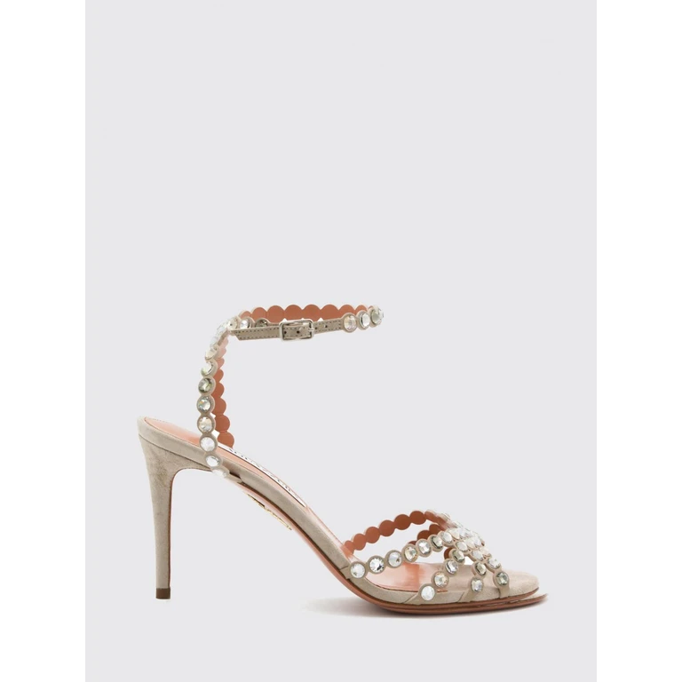 Heeled Sandal Woman color Grey (TQLMIDS0SUESTN)