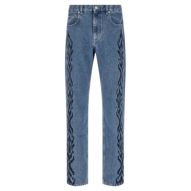 Marant Blue Cotton Straight-Leg Jeans Clothing - Men