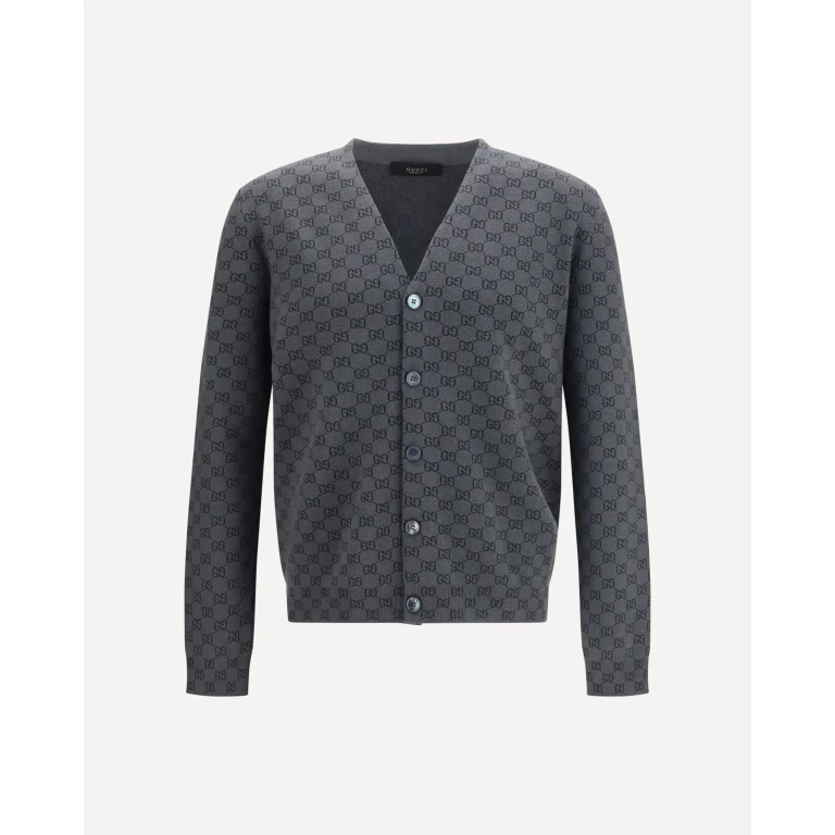 GUCCI Silk and wool GG print Cardigan Male M
