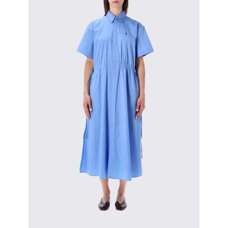 Embroidered Logo Cotton Midi Shirtdress (211B18195003)