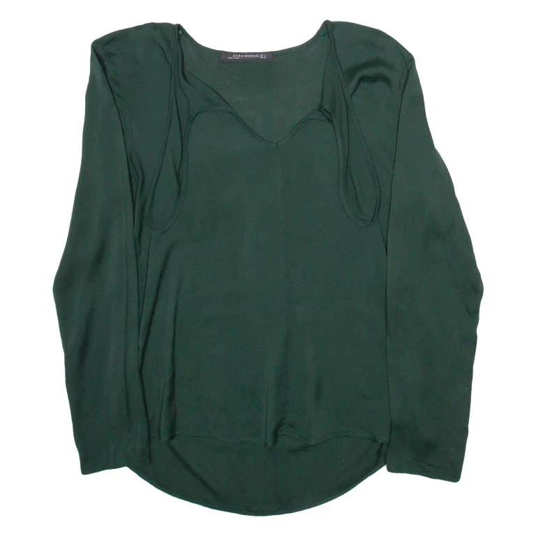 ZARA Womens Blouse Green Long Sleeve S