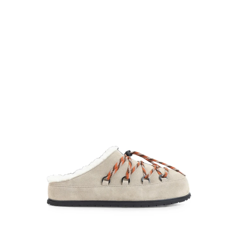 Shearling-trim Lace-up Slippers