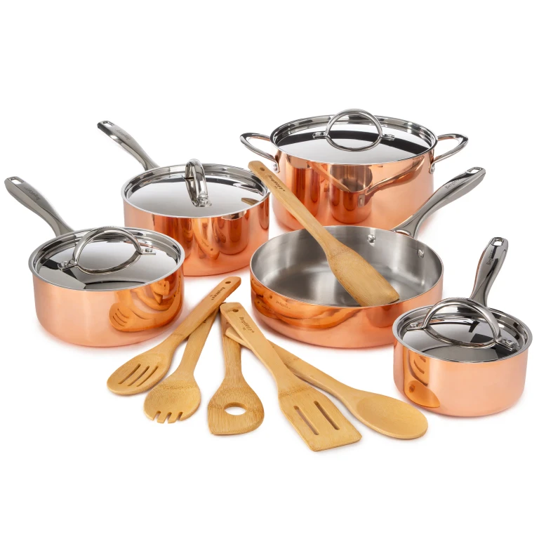 Vintage 15pc Tri-Ply Copper Cookware Set with Lids, Polished