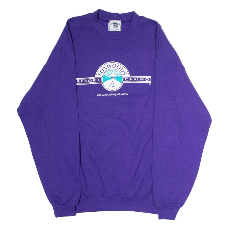 LEE Foxwoods Resort Casino Mens Sweatshirt Purple Crew Neck 90s USA L
