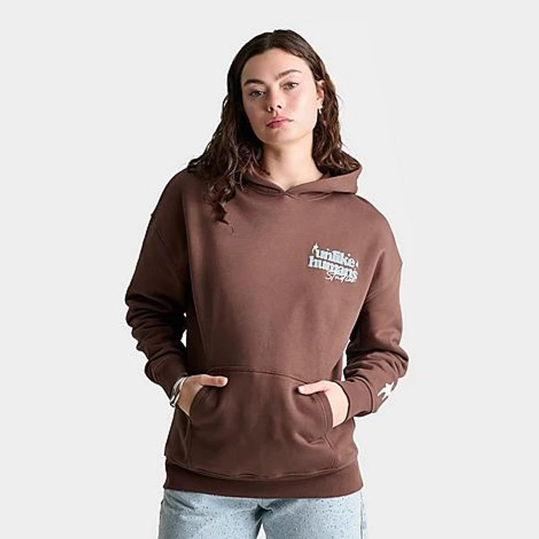 Unlike Humans Women's Studios Polka Dot Graphic Pullover Hoodie in Chestnut Size: XS