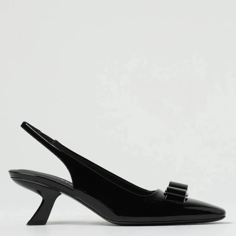 Ferragamo Anz Patent Bow Slingback Pumps, Size 7 C