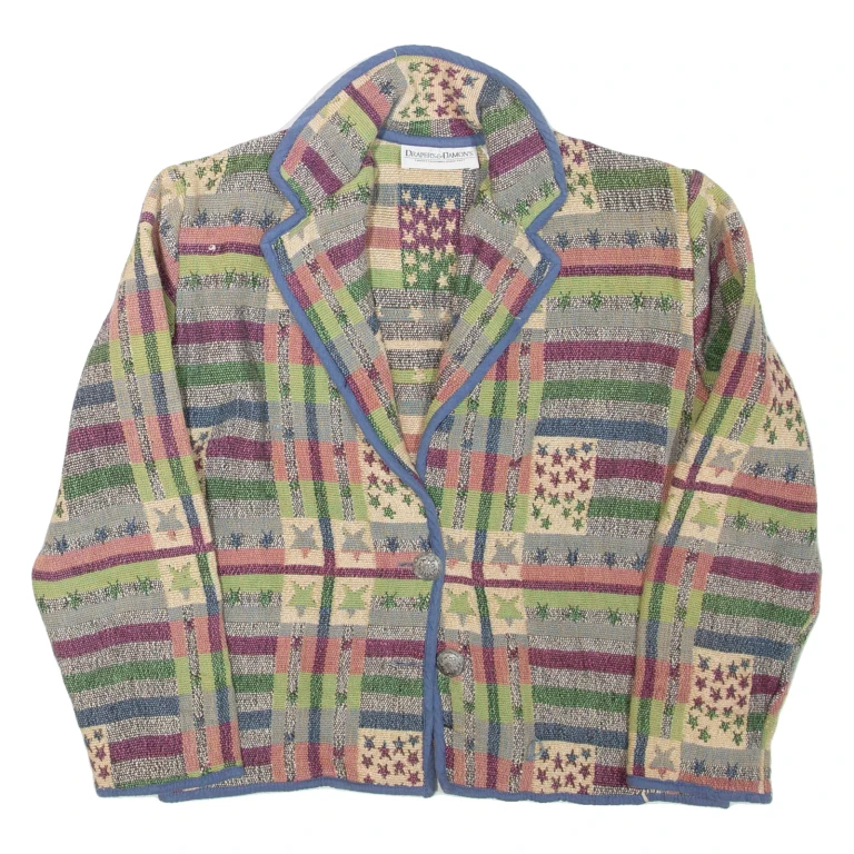 DRAPERS & DAMON'S Womens Blazer Jacket Blue Crazy Pattern M