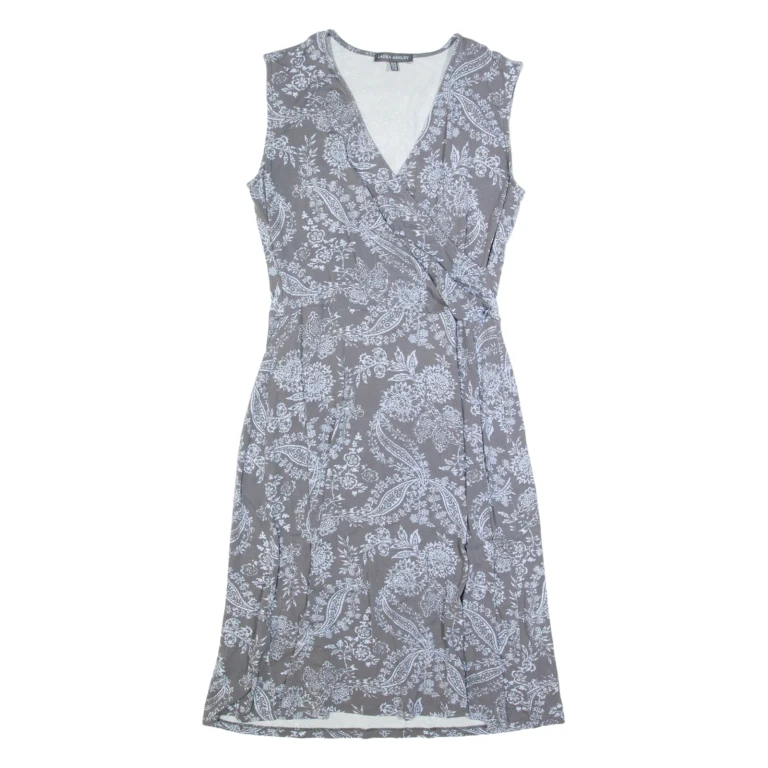 LAURA ASHLEY Womens A-Line Dress Grey Floral Sleeveless Knee Length UK 10