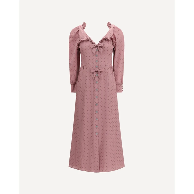 Alessandra Rich Abito midi a pois con volant
