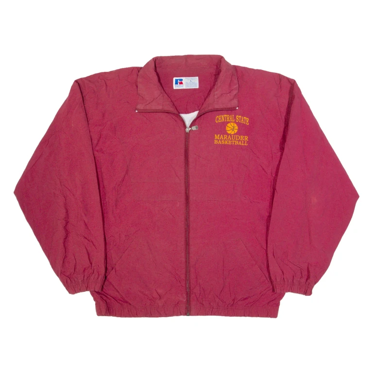 RUSSELL ATHLETIC Central State Marauder Basketball Mens Track Jacket Red USA L