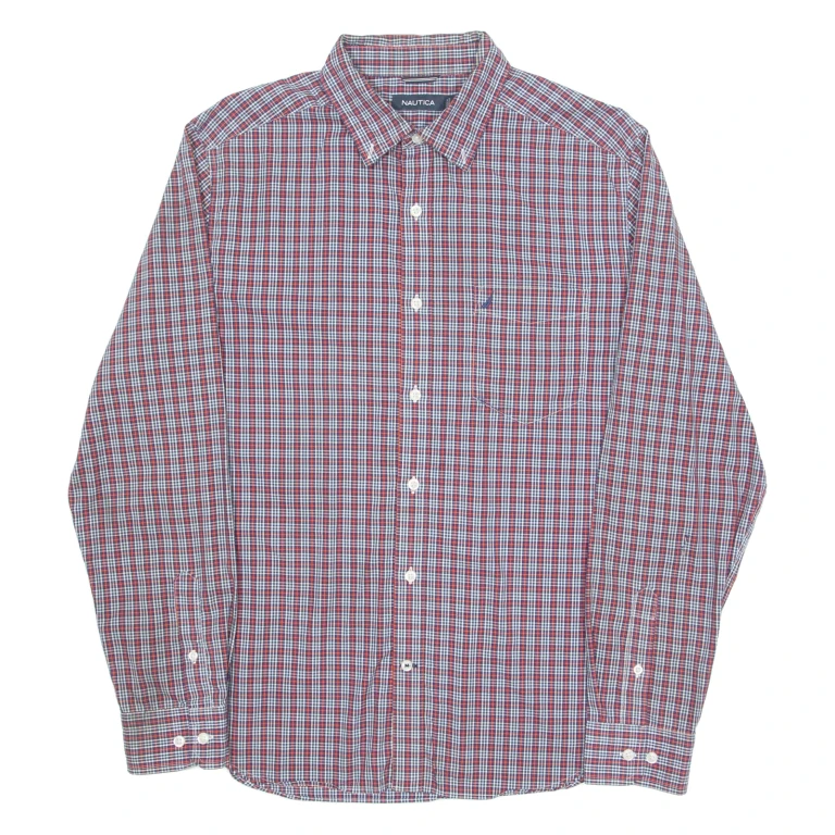 NAUTICA Mens Shirt Blue Check Long Sleeve L (LL2-301224-9109)