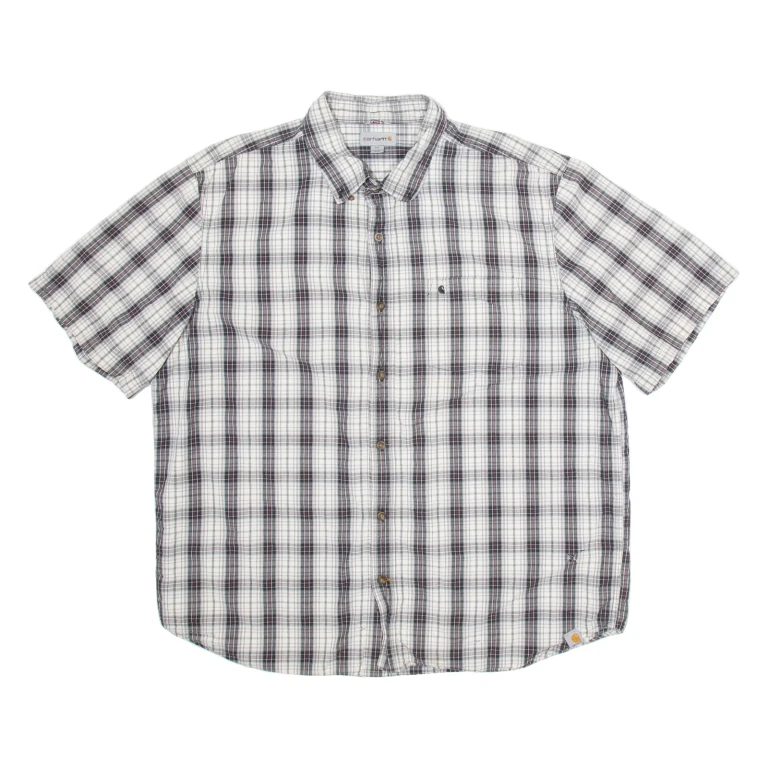 CARHARTT Mens Shirt White Check 2XL
