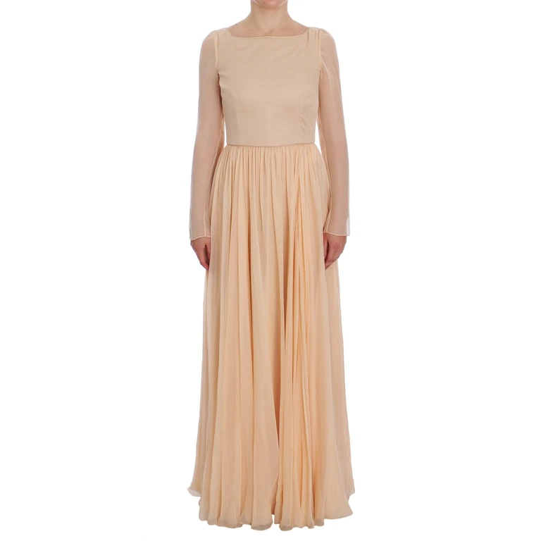 Dolce & Gabbana Beige Silk Ball Gown Full Length Dress - Women
