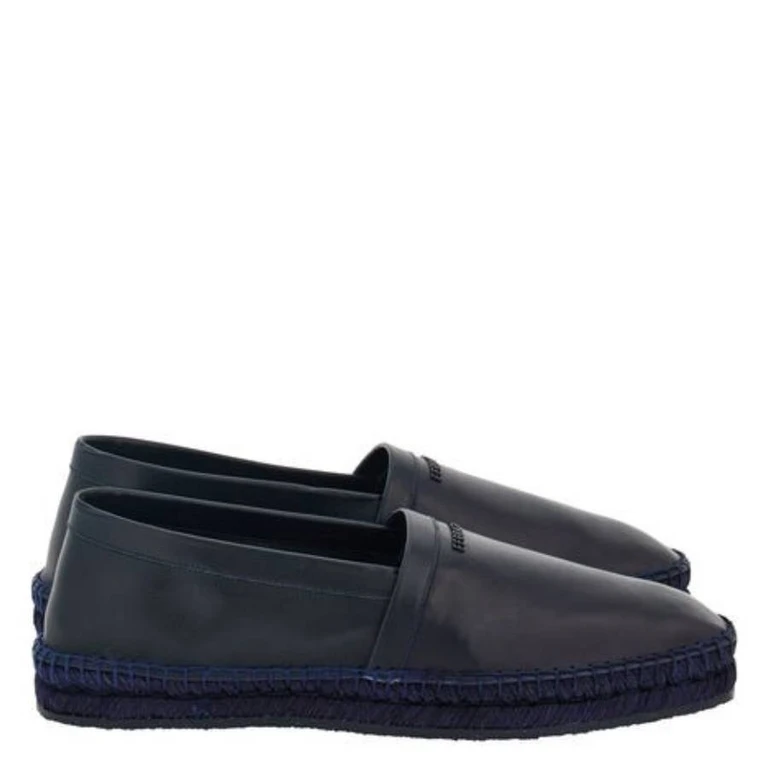 Midnight Leather Espadrilles, Size 9