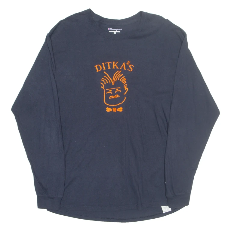 CHAMPION Mens T-Shirt Blue Long Sleeve L