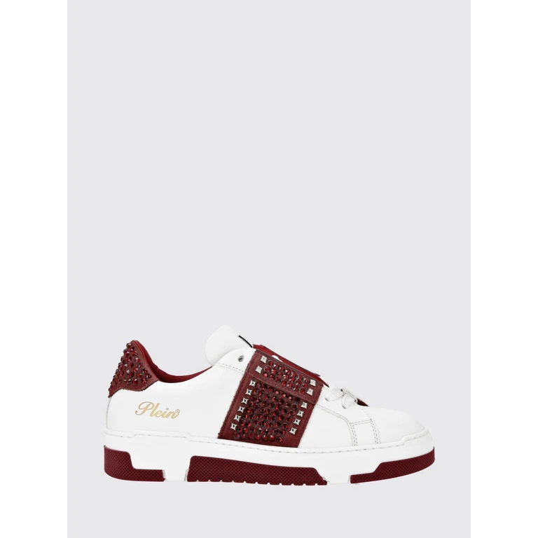 Low-Top Trainers in Smooth Leather with Crystals and Laminated Logo (FAESUSC0811PLE022N35)