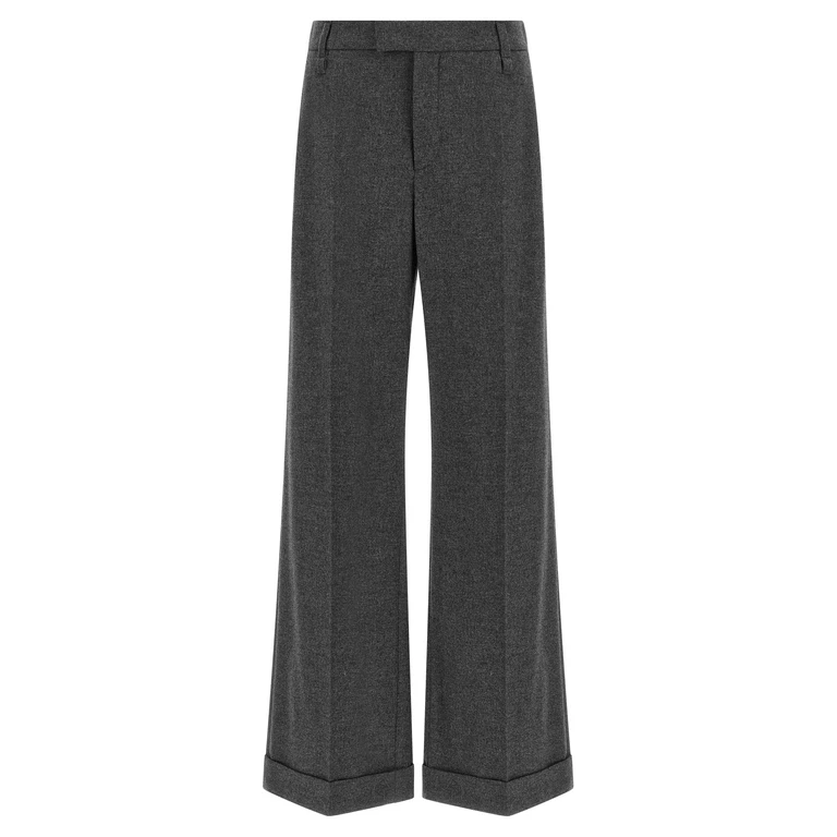Brunello Cucinelli Gray Virgin Wool Casual Pants - Women