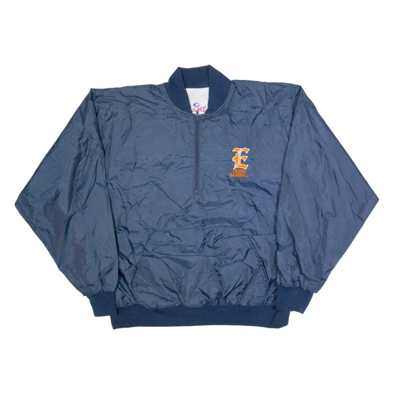 GAME Tigers Baseball Mens Pullover Jacket Blue USA 2XL