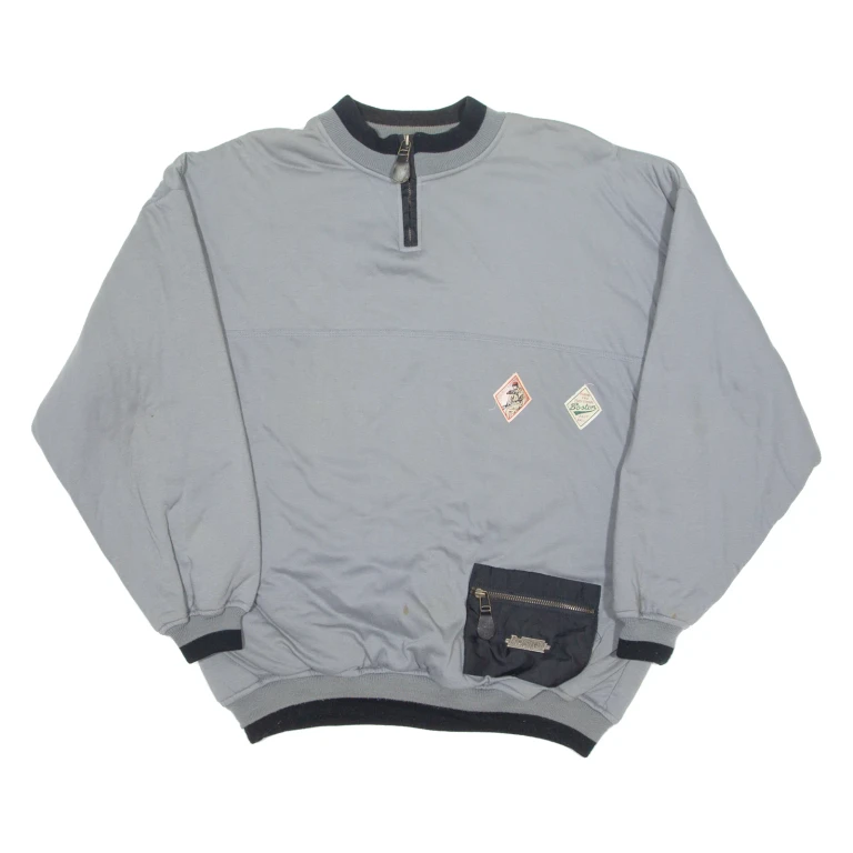 BST Boston Baseball Mens Sweatshirt Grey 1/4 Zip XL