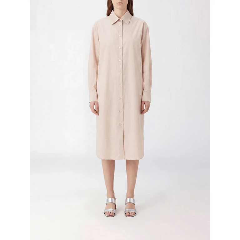 Midi Chemisier Dress in Cotton with French Collar and Long Sleeves (J03CT0636J45342681)
