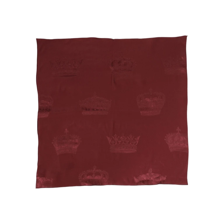 Dolce & Gabbana Maroon Silk Crown Square Men Foulard Scarf - Men