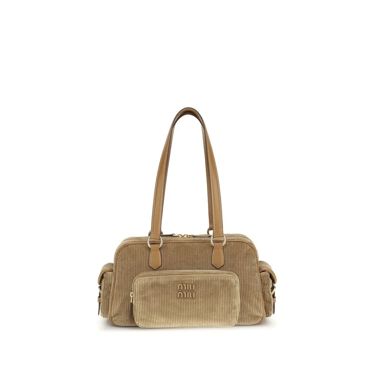 Miu Miu Beige Cotton Shoulder Bag - Women