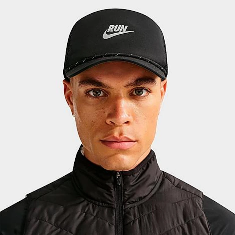 Nike Pro Dri-FIT Swoosh Unstructured Running Cap in Black/Anthracite/Reflective Silver Size: S-M