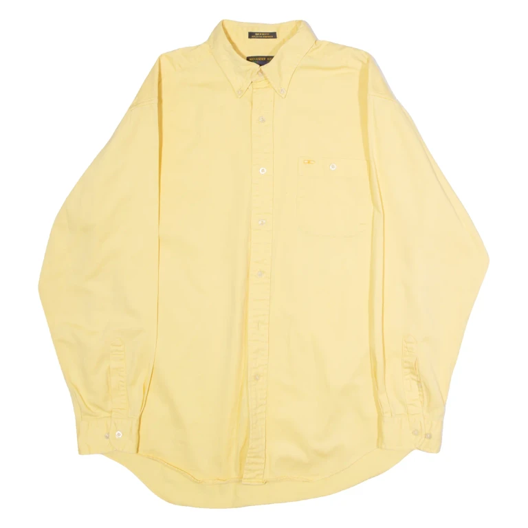 ALEXANDER JULIAN Mens Plain Shirt Yellow 90s Long Sleeve L
