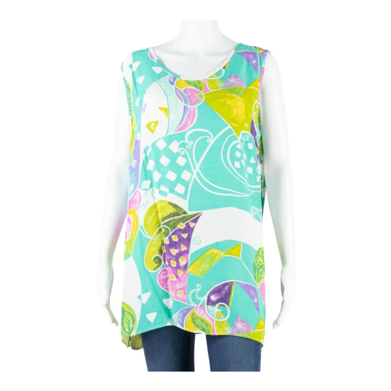 GALAXY Womens Printed Vest Blue Sleeveless Crazy Pattern M