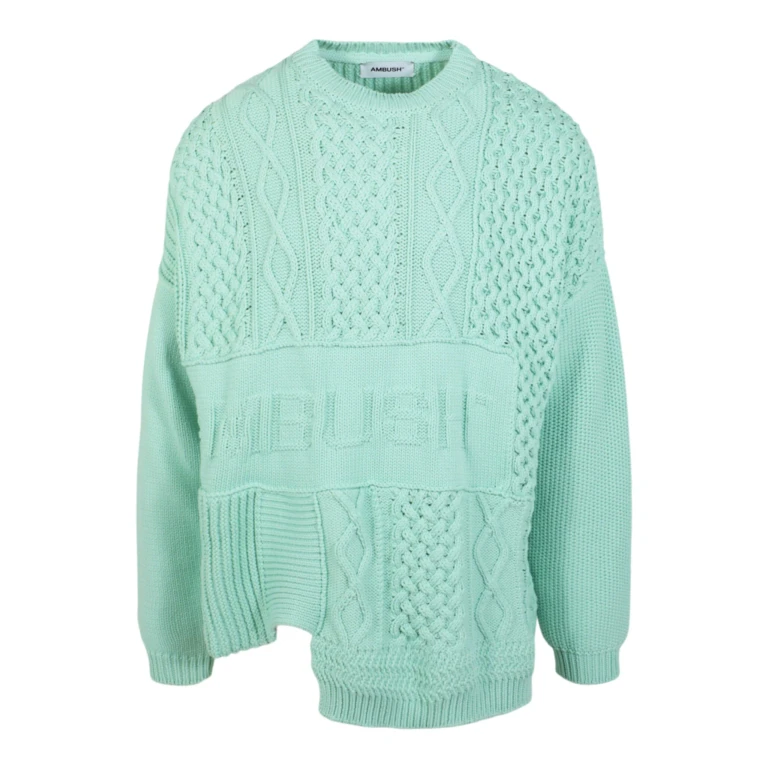 Patchwork Knit Crewneck Sweater