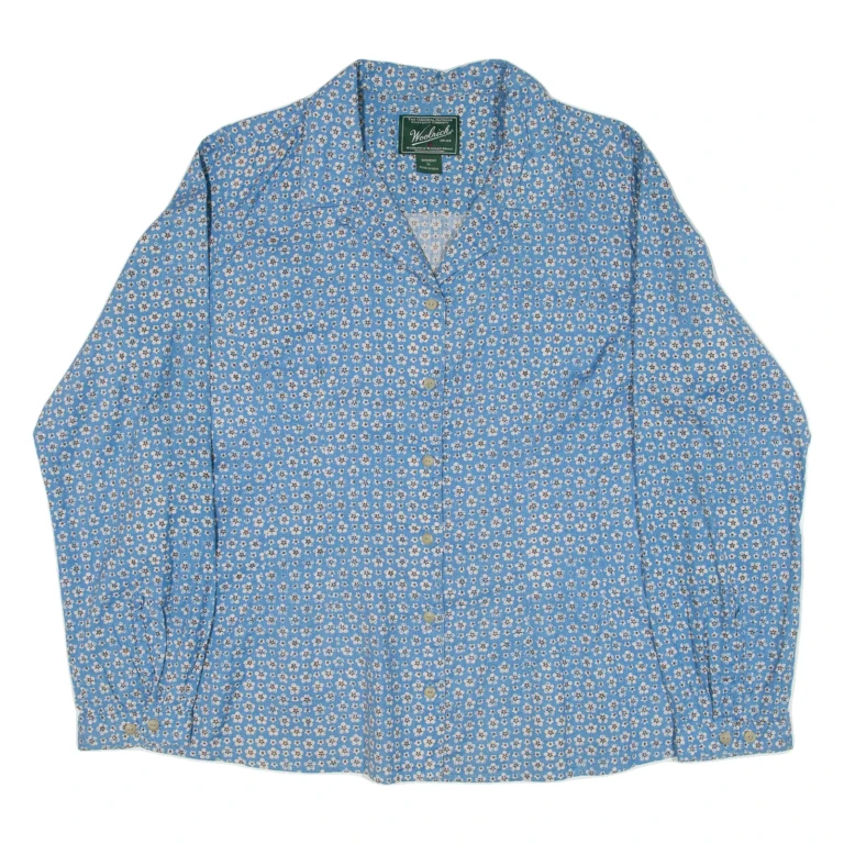 WOOLRICH Womens Shirt Blue Floral Long Sleeve XL