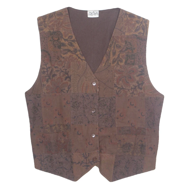 CACHET Womens Blazer Waistcoat Brown 90s M
