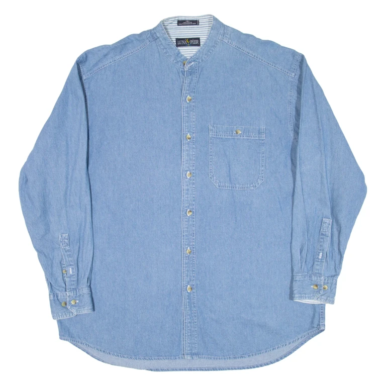 LUNA PIER Mens Denim Shirt Blue Long Sleeve XL