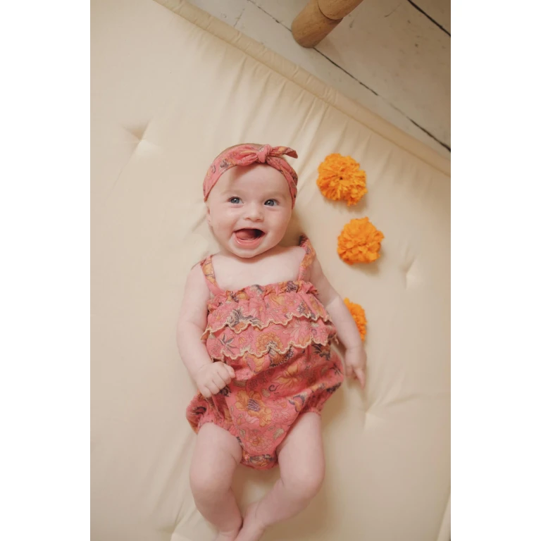 Pink baby girl romper - Bohemian Strawberry