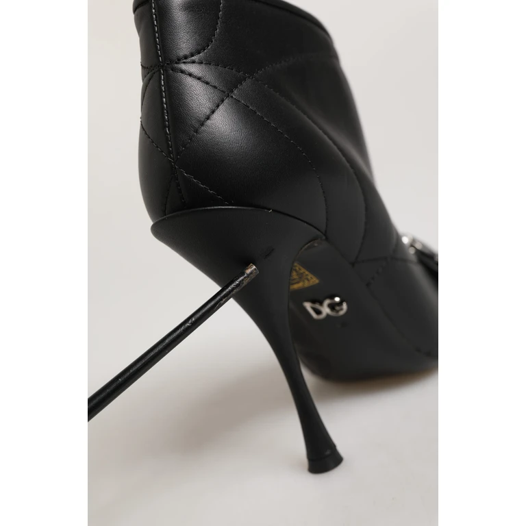 Dolce & Gabbana Black Devotion Quilted Buckled Boots Shoes Leather - Women