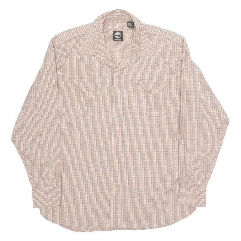 TIMBERLAND Mens Shirt Orange Plaid Long Sleeve L