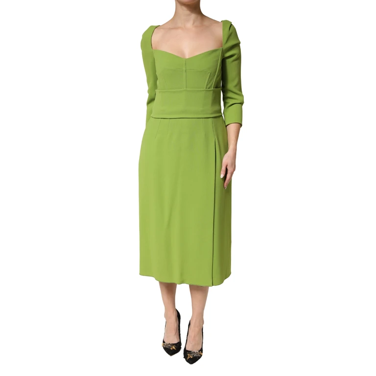 Dolce & Gabbana Green Silk Sweetheart Neckline Midi Dress Viscose - Women