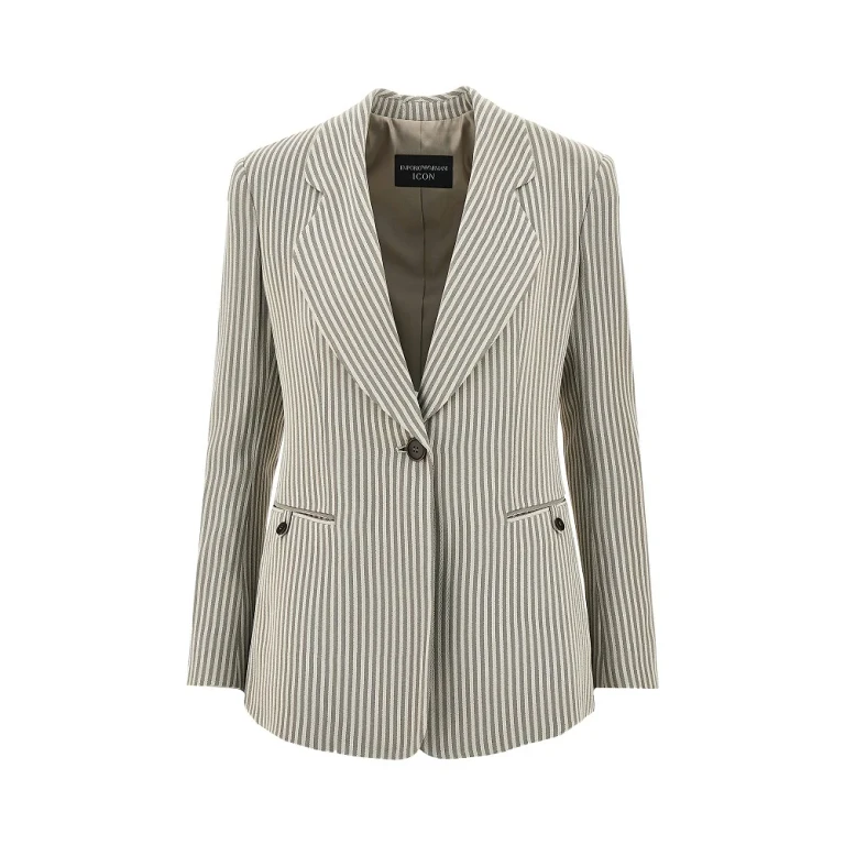 Veste simple boutonnage Emporio Armani Icon en crêpe rayé