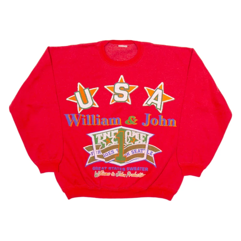 WILLIAM & JOHN USA Mens Sweatshirt Red USA M
