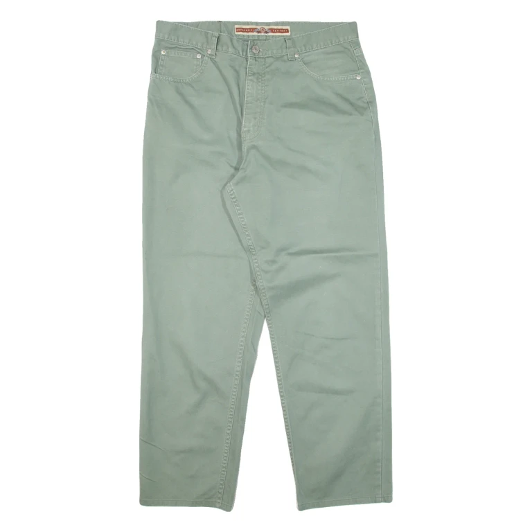 BLUE RIVER Mens Trousers Green Relaxed Straight W34 L27