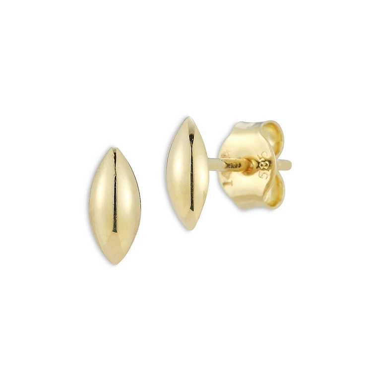 14K Yellow Gold Polished Navette Stud Earrings