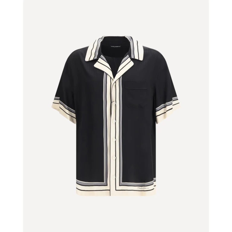 DOLCE & GABBANA Hawaii Shirt with logo and striped print Male 40