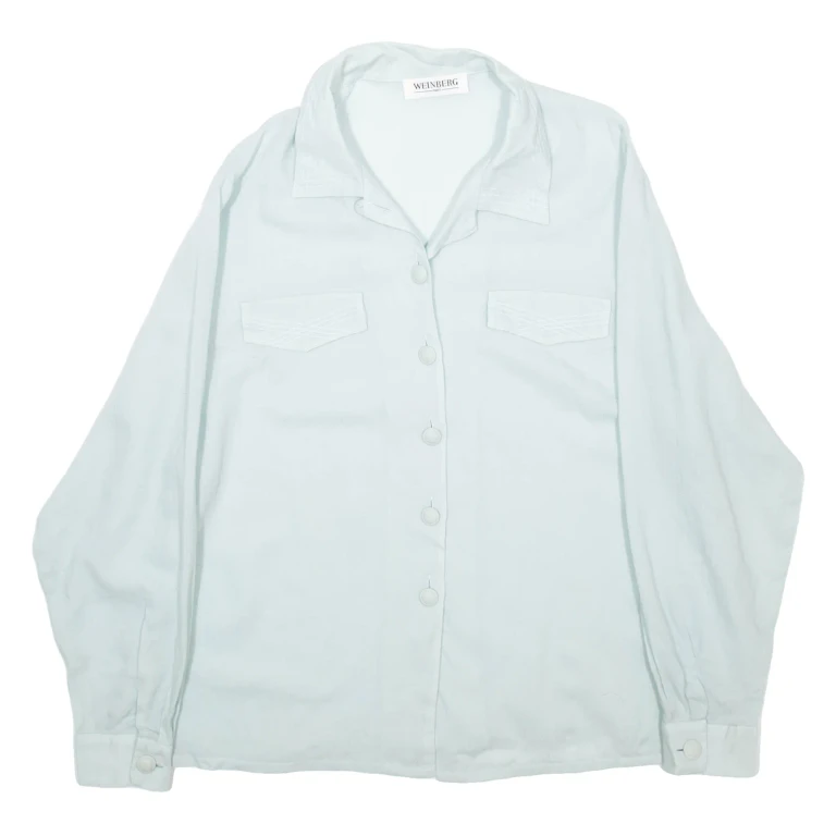 WEINBERG Womens Blouse Blue Collared Long Sleeve L