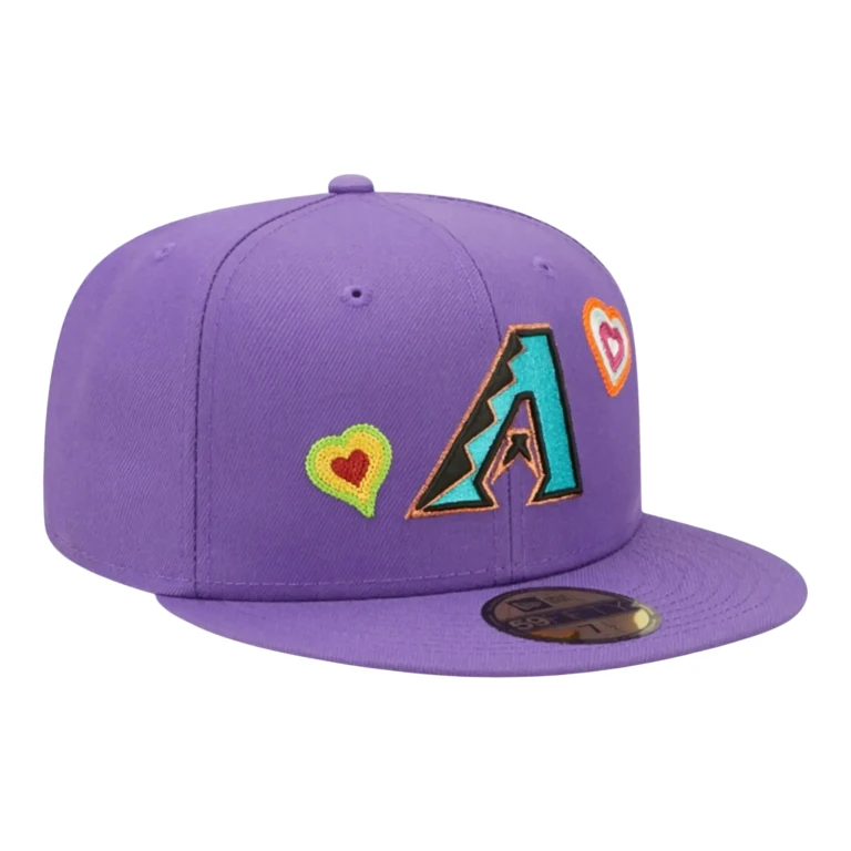 59Fifty Arizona Diamondbacks Chain Stitch Heart Fitted Hat Purple/Pink
