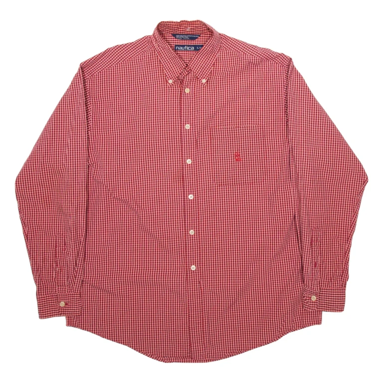 NAUTICA Mens Shirt Red Check Long Sleeve L
