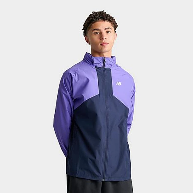 New Balance Men's Athletics Woven Full-Zip Jacket in Navy/Purple Size: Small