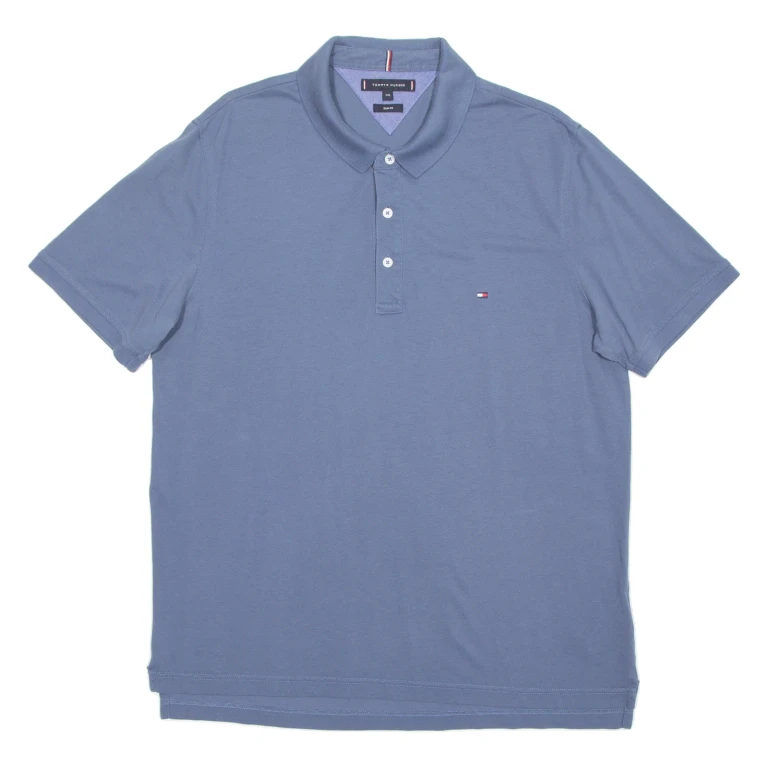 TOMMY HILFIGER Slim Fit Mens Polo Shirt Blue 2XL